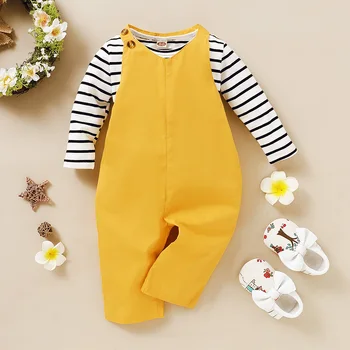 PatPat 2020 New Spring and Autumn 2-piece Baby / Toddler Girl Striped Top and Solid Belted Jumpsuit Set for Kids Clothes Set
PatPat 2020 New Spring and Autumn 2-piece Baby / Toddler Girl Striped Top and Solid Belted Jumpsuit Set for Kids Clothes Set