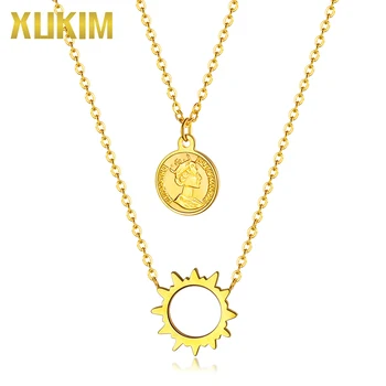 ONL1565 Xukim Jewelry European and American Fashion Double Sun Stainless Steel Necklace Female Queen Elizabeth Pendants
ONL1565 Xukim Jewelry European and American Fashion Double Sun Stainless Steel Necklace Female Queen Elizabeth Pendants