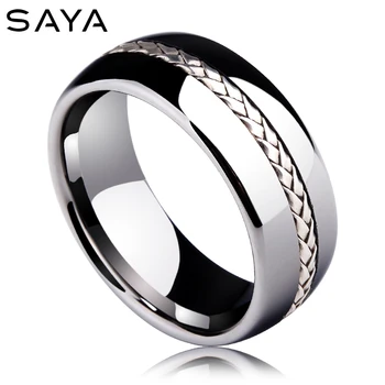 2017 New Arrival Saya Brand 8mm Men's Tungsten Carbide Ring Silver Rope Inlay Wedding Band Size 7.5-11 Dome Band Comfort Fit 
2017 New Arrival Saya Brand 8mm Men's Tungsten Carbide Ring Silver Rope Inlay Wedding Band Size 7.5-11 Dome Band Comfort Fit