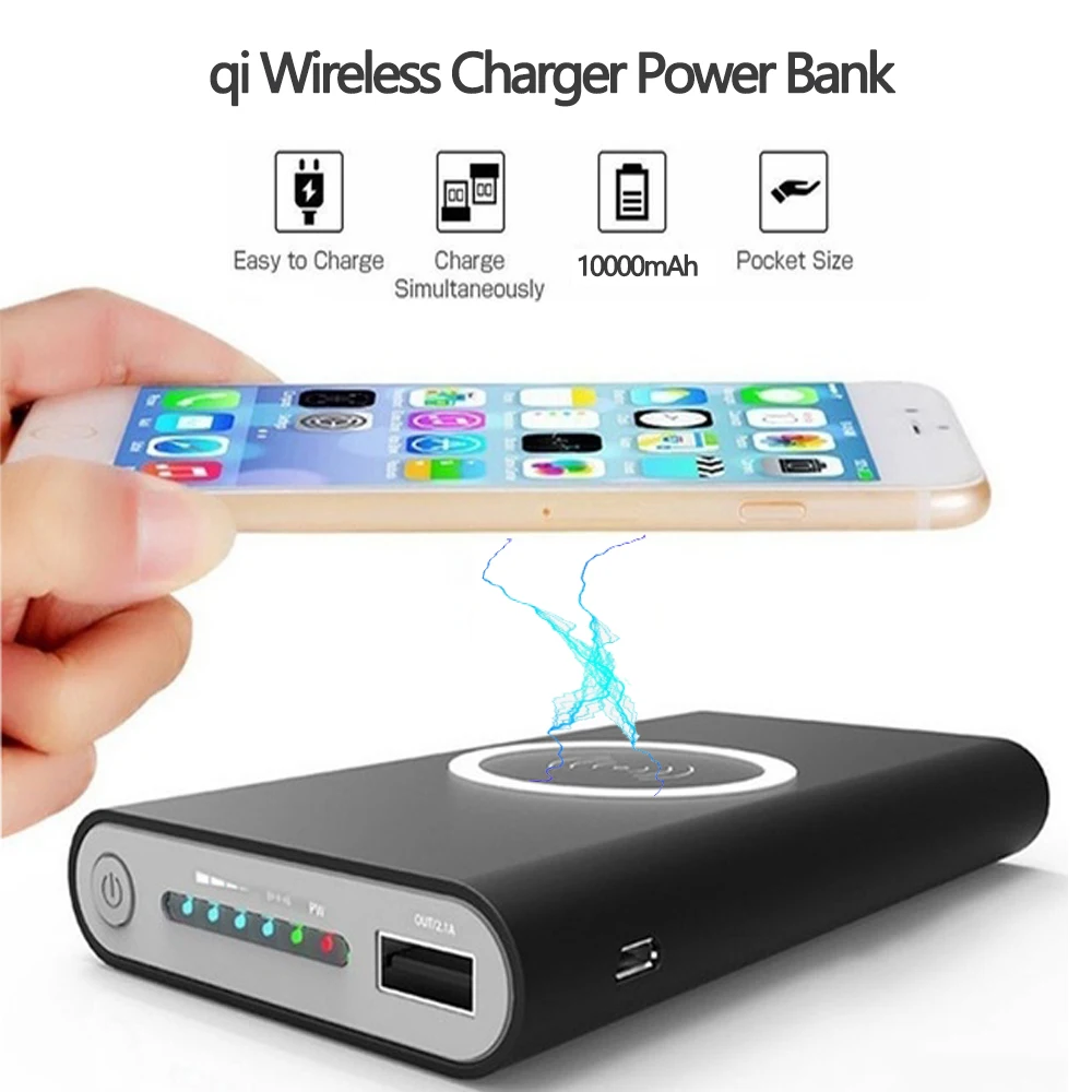 Qi Wireless Power Bank 10000mAh USB Charger External Battery Charging Pad with Wireless Charge Receiver support charge 2 devices
Qi Wireless Power Bank 10000mAh USB Charger External Battery Charging Pad with Wireless Charge Receiver support charge 2 devices
