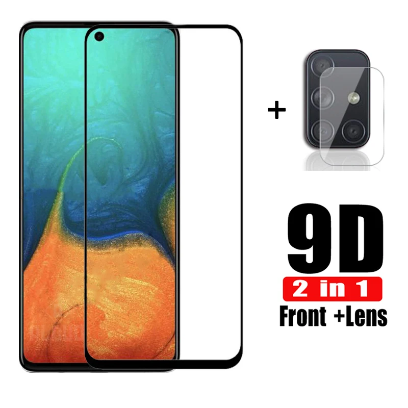 2 in 1 9D Protective Glass for Samsung Galaxy A51 A71 Screen Protector Camera Back Lens Film a51 a71 Tempered | Мобильные телефоны