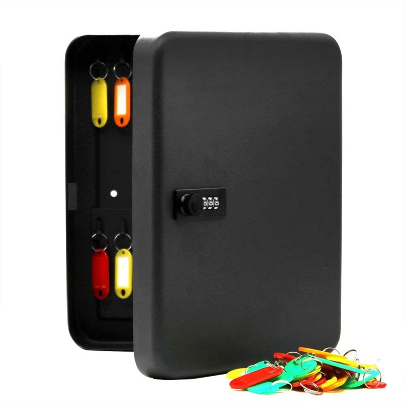 Wall Mounted Key Cabinet Password Lock Security Keybox Storage Box Contains 36 key card For Company Home Office Hanging Car Key 2