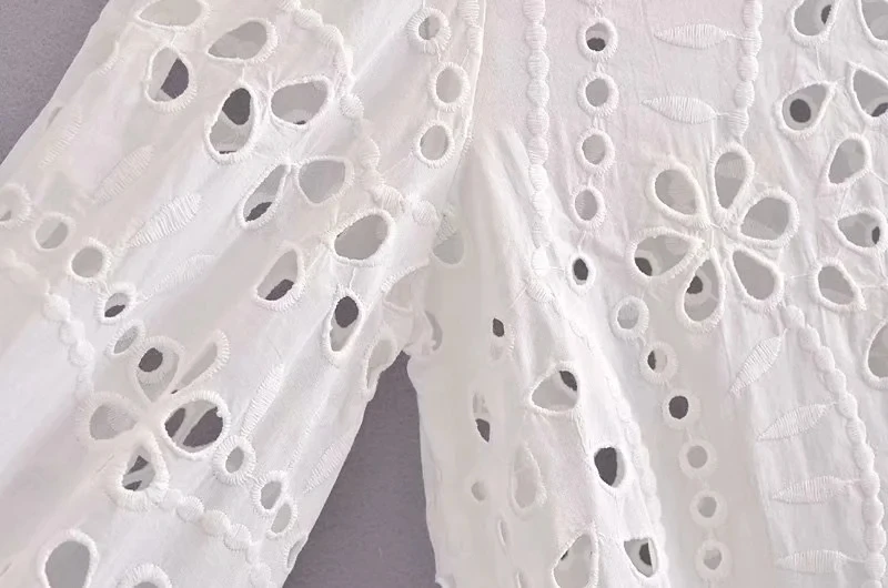 Boho Inspired white hollow out cotton womens tops long sleeve shirt women chic turn-down collar sexy blouses shrits for women 12 H33afcbaf97a14ba3a333407961d182faC