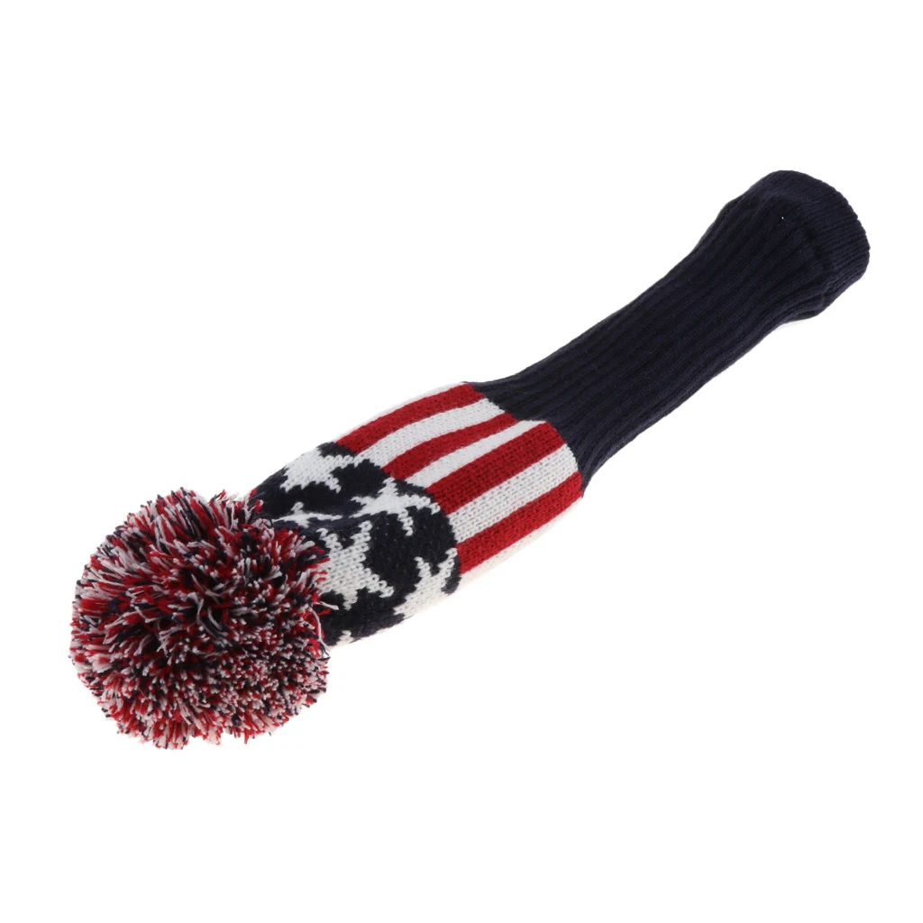 Golf Club Head Covers for Driver Fairway Wood Classical Knit Pom Pom Blue White Stripe Men Women Set Golf Club Head Covers for Driver Fairway Wood Classical Knit Pom Pom Blue White Stripe Men Women Set