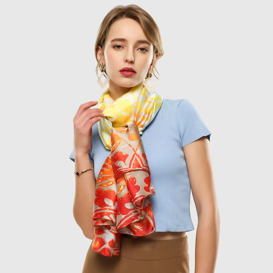 

Women Soft Silk Long Shawl Scarf Gradient Butterfly Scarf Large Stole Luxury Beach Travel Wrap Protected Neckwear