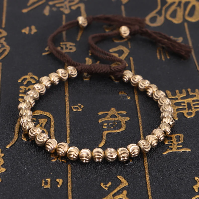 Тибетский буддийский ручной плетеный хлопковый медный браслет Lucky Knots для женщин