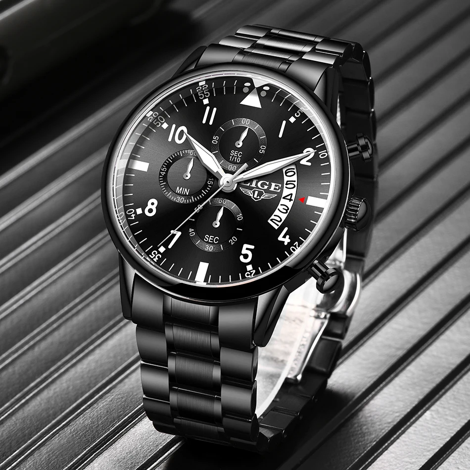 Relogio Masculino LIGE Mens Watches Top Brand Stainless steel Chronograph Waterproof Sport Automatic Date Quartz Watches For Men
Relogio Masculino LIGE Mens Watches Top Brand Stainless steel Chronograph Waterproof Sport Automatic Date Quartz Watches For Men