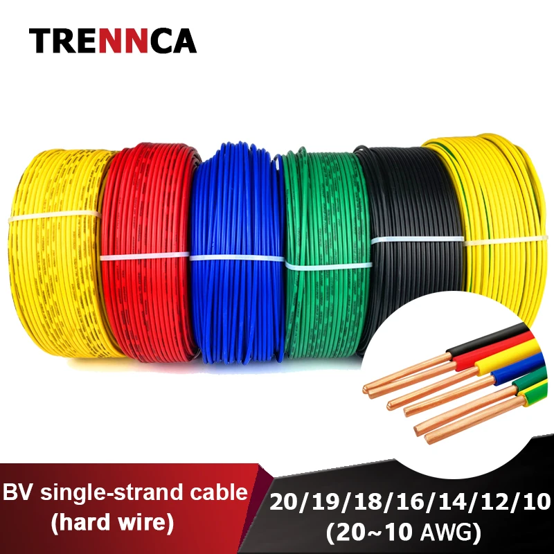 BV 20-10 AWG Wire Cable Single Core Wire Solid Hard-Core Insulated Copper PVC Colorful Cable Flame Retardant Black Red Cable
BV 20-10 AWG Wire Cable Single Core Wire Solid Hard-Core Insulated Copper PVC Colorful Cable Flame Retardant Black Red Cable
