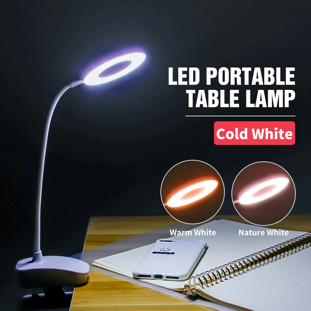 3 Colors Touch Dimming LED Desk Lamp Portable Clip Study Lamps Eye Protection Night Lighting USB Table Light Rechargeable DC5V
3 Colors Touch Dimming LED Desk Lamp Portable Clip Study Lamps Eye Protection Night Lighting USB Table Light Rechargeable DC5V