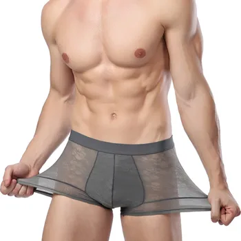 Mid-rise Ice Silk Mesh Boxer Sexy Ultra-thin Transparent Men Underwear Pants Solid Color Boxer Shorts Unterhosen Herren
Mid-rise Ice Silk Mesh Boxer Sexy Ultra-thin Transparent Men Underwear Pants Solid Color Boxer Shorts Unterhosen Herren