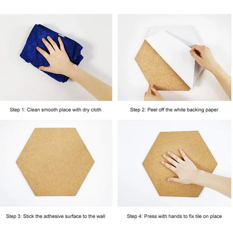 1pcs Innovative Equilateral Hexagon Cork Stickers DIY Decorative Postcard Wall Cork Board Bulletin Board Message Board Pin Board