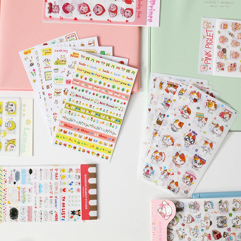 Creative Set of 6 Sheets and Stickers Kawai DIY Hand Account Stickers Stationery Shop Small Gift Children Cartoon Stickers
Creative Set of 6 Sheets and Stickers Kawai DIY Hand Account Stickers Stationery Shop Small Gift Children Cartoon Stickers