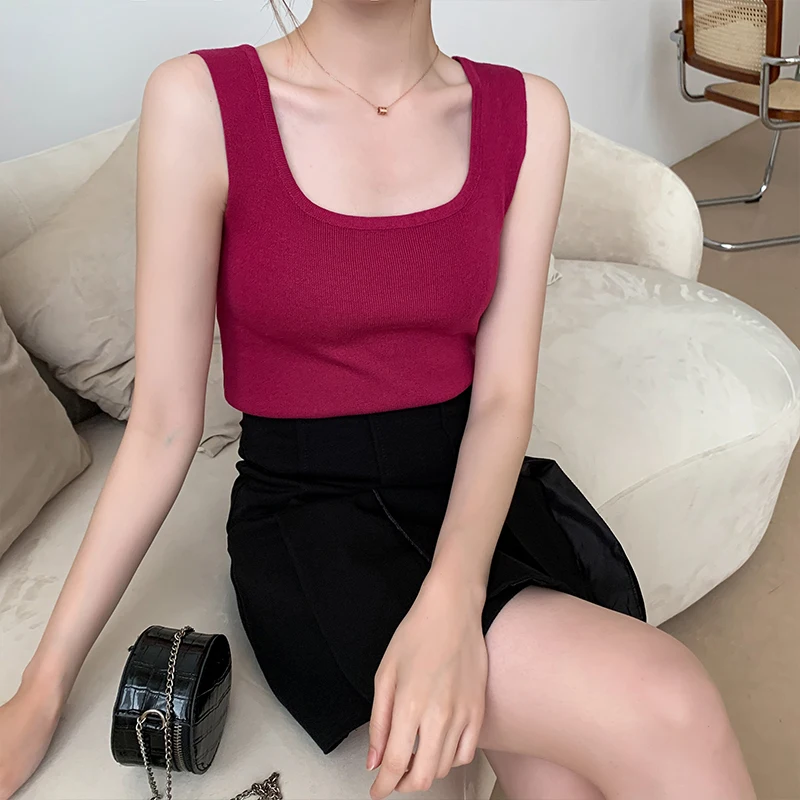 Square Collar sueter mujer invierno 2020 Knitted Camisole Pullover sweater Women Summer Short Sleeveless vest sweater women A2F
Square Collar sueter mujer invierno 2020 Knitted Camisole Pullover sweater Women Summer Short Sleeveless vest sweater women A2F