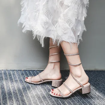 Sandals Woman Coarse With Rhinestone Word Bring Snake With Fairy Summer Shoes
Sandals Woman Coarse With Rhinestone Word Bring Snake With Fairy Summer Shoes
