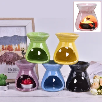 

1Pcs Ceramic Essential Oil Lamps Hollow Stars Moon Pattern Simple Essential Oil Fragrance Tea Light Candle Holder 8.5cm x 7cm