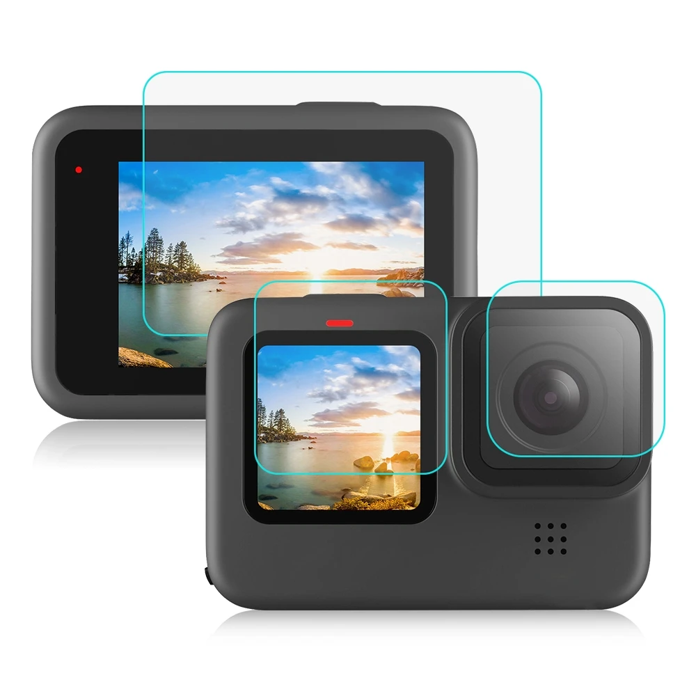 PULUZ для GoPro HERO9 черные Объективы + ЖК дисплей Закаленное стекло пленка защитные аксессуары экрана