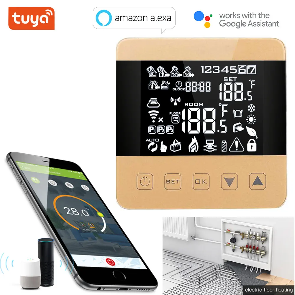 tuya app Temperature Controller Works with Wifi Smart Alexa Google Home Floor Heating Water/gas Boiler Water/electric Thermostat
tuya app Temperature Controller Works with Wifi Smart Alexa Google Home Floor Heating Water/gas Boiler Water/electric Thermostat