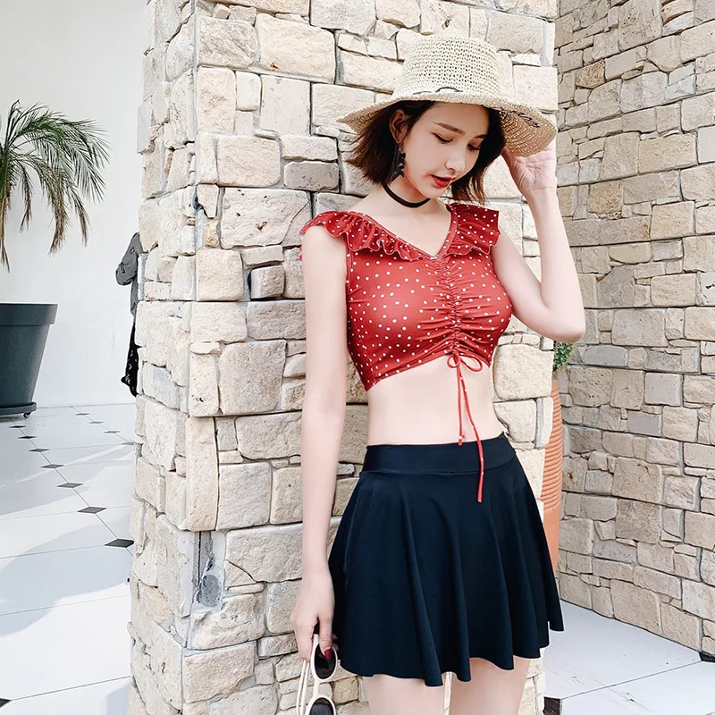 South Korea Polka Dot Retro Swimwear Pleated Drawstring Deep V Sexy Bikini Split Skirt-Graceful Swimming Suit Women's
South Korea Polka Dot Retro Swimwear Pleated Drawstring Deep V Sexy Bikini Split Skirt-Graceful Swimming Suit Women's