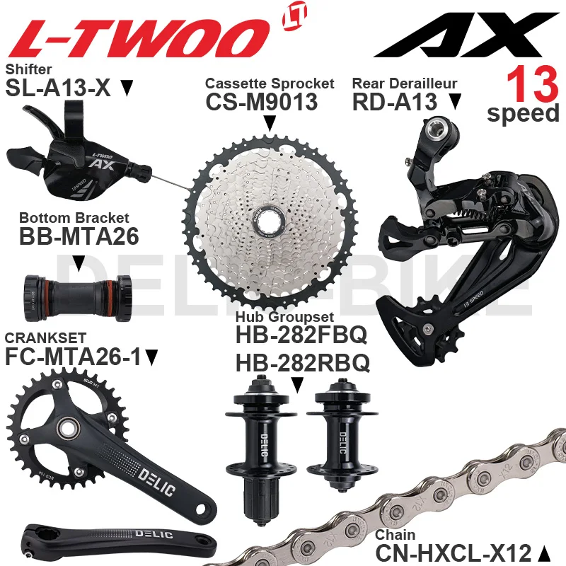 LTWOO AX 13 speed MTB Groupset Right Shifter Rear Derailleur and SUGEK Cassette Sprocket 50T 52T and X12 Chain Crankset BB HUB
LTWOO AX 13 speed MTB Groupset Right Shifter Rear Derailleur and SUGEK Cassette Sprocket 50T 52T and X12 Chain Crankset BB HUB