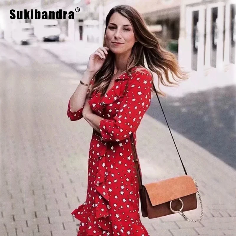 Sukibandra 2019 Autumn Vintage Star Ruffle Red Dress for Women Elegant Three Quarter Sleeve Short Casual Dresses Fall Clothing
Sukibandra 2019 Autumn Vintage Star Ruffle Red Dress for Women Elegant Three Quarter Sleeve Short Casual Dresses Fall Clothing
