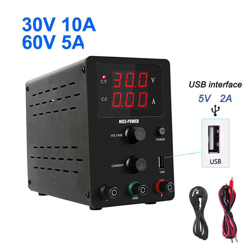 DC Laboratory Regulated Power Supply 30V 10A 60V 5A Adjustable Lab USB Voltage Regulator Stabilizer Switching Bench Source Black
DC Laboratory Regulated Power Supply 30V 10A 60V 5A Adjustable Lab USB Voltage Regulator Stabilizer Switching Bench Source Black