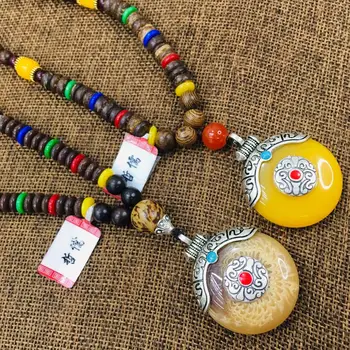 New natural beeswax carved good luck donut pendant with three colored beads necklace fine beauty sweater chain
New natural beeswax carved good luck donut pendant with three colored beads necklace fine beauty sweater chain