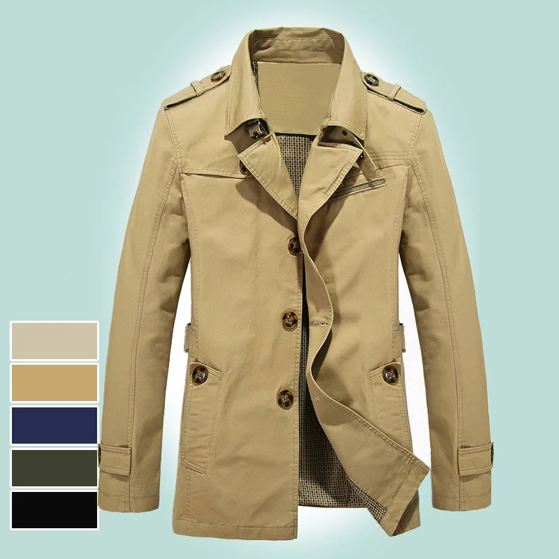 Spring And Autumn Men Jacket Coat Mid-length Small Suit Plus-sized Outdoor Pure Cotton Casual Trench Coat 5793
Spring And Autumn Men Jacket Coat Mid-length Small Suit Plus-sized Outdoor Pure Cotton Casual Trench Coat 5793