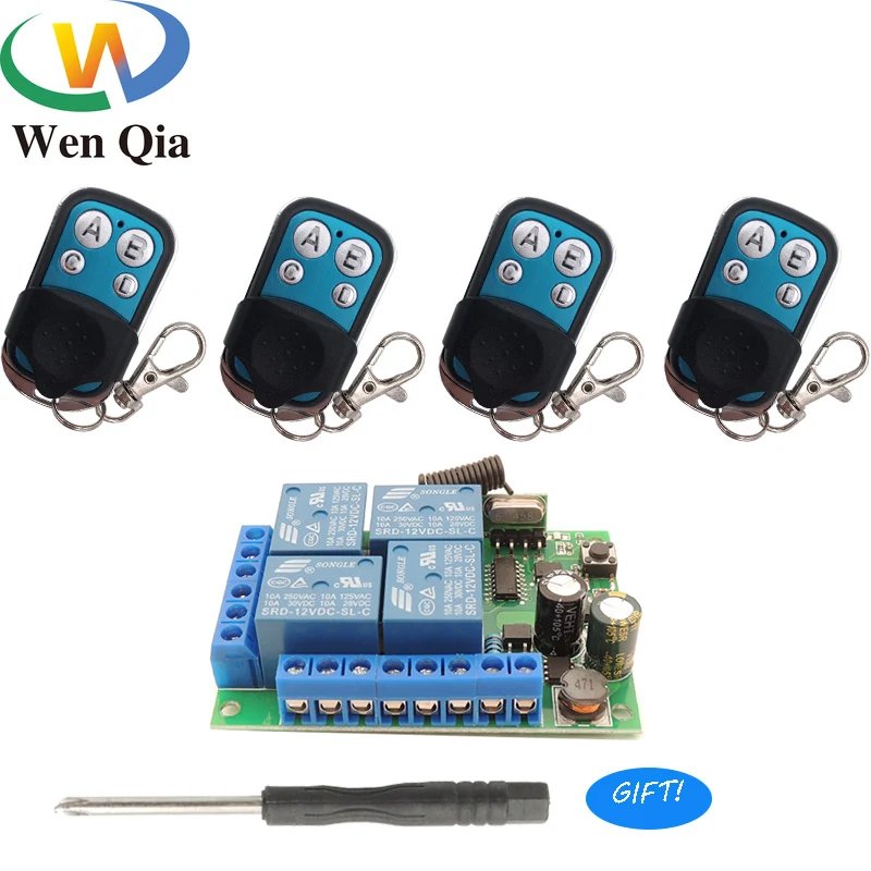433Mhz Universal Wireless Remote Control RF Switch DC12V 4CH Relay Receiver Module and Transmitter Remote Control Bedroom Lights
433Mhz Universal Wireless Remote Control RF Switch DC12V 4CH Relay Receiver Module and Transmitter Remote Control Bedroom Lights