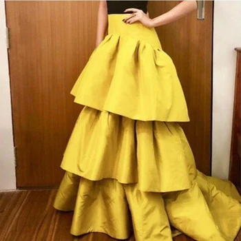 2020 Vintage Gold Satin Multi-layer Ruffles Floor Length Long Maxi Skirt Custom Made Zipper Style Long Formal Party Women Skirts 
2020 Vintage Gold Satin Multi-layer Ruffles Floor Length Long Maxi Skirt Custom Made Zipper Style Long Formal Party Women Skirts