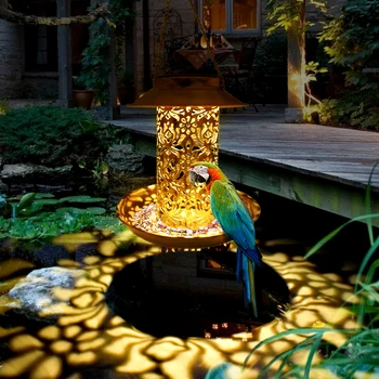 Solar Energy Bird Feeder Waterproof Solar Light Wild Hanging Bronze Metal Tray Solar Lantern for Outdoors Garden Tree Decoration
Solar Energy Bird Feeder Waterproof Solar Light Wild Hanging Bronze Metal Tray Solar Lantern for Outdoors Garden Tree Decoration