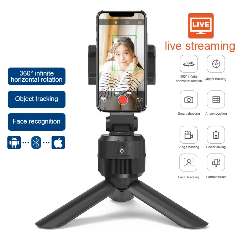 Smart 360° Wireless Selfie Stick Face Object Tracking Tripod Selfie Shooting Gimbal Smart Phone Holder For Photo Vedio Vlog Live
Smart 360° Wireless Selfie Stick Face Object Tracking Tripod Selfie Shooting Gimbal Smart Phone Holder For Photo Vedio Vlog Live