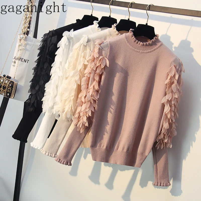Gaganight Knitted Women Sweater Spring Autumn Ruffled Collar Loose Jumper Fashion Flower Sleeves Sweater Pullover Pull Femme
Gaganight Knitted Women Sweater Spring Autumn Ruffled Collar Loose Jumper Fashion Flower Sleeves Sweater Pullover Pull Femme