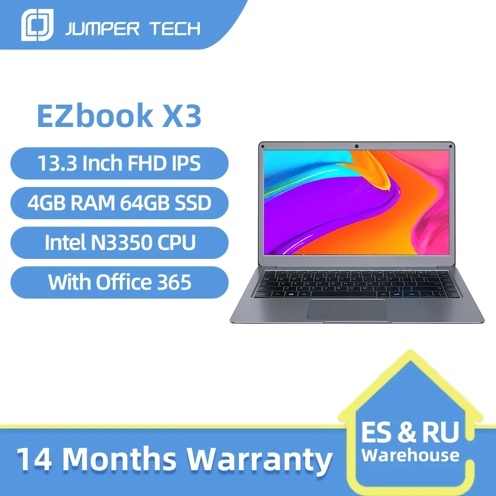 Ноутбук Jumper EZbook X3 4/8 ГБ 64/128 13 3 дюйма IPS экран 1920*1080 Intel ультратонкий ноутбук Win10 2 4