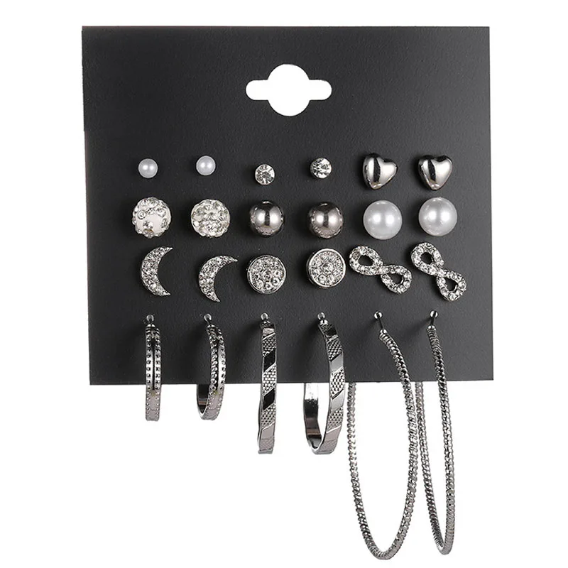 12 Pairs Fashion Women Gold Silver Earrings Big Circle Earrings Exaggerated Imitation Pearl Imitation Crystal Earrings Set
12 Pairs Fashion Women Gold Silver Earrings Big Circle Earrings Exaggerated Imitation Pearl Imitation Crystal Earrings Set