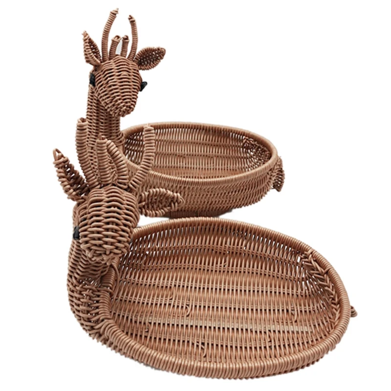 Rattan Woven Fruit Basket, Imitation Deer Bread Basket Fruit Bowls Tray Vegetable Snack Basket Novelty Animal Shaped Ancient Rat
Rattan Woven Fruit Basket, Imitation Deer Bread Basket Fruit Bowls Tray Vegetable Snack Basket Novelty Animal Shaped Ancient Rat