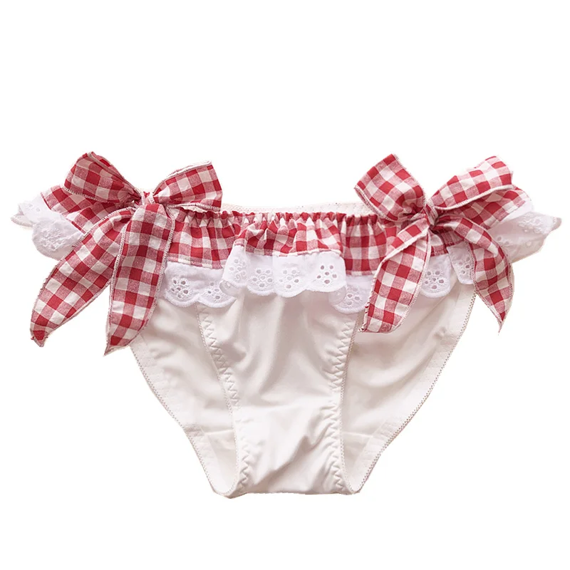 Japanese Sweet Plaid Cute Panties Women Cotton Sexy Underwear Pink Kawaii Lace Up Low Rise Erotic Lingerie Briefs Red White
Japanese Sweet Plaid Cute Panties Women Cotton Sexy Underwear Pink Kawaii Lace Up Low Rise Erotic Lingerie Briefs Red White
