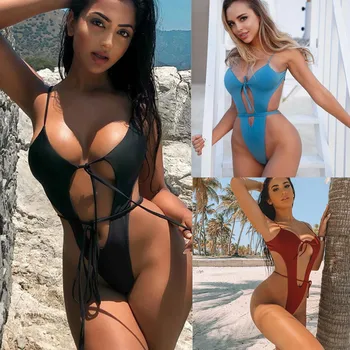 2020 New Swimsuit Solid Color Sexy Deep V-neck Strappy thong Bathing suit High Cut Monokini Sexy Swimsuit
2020 New Swimsuit Solid Color Sexy Deep V-neck Strappy thong Bathing suit High Cut Monokini Sexy Swimsuit
