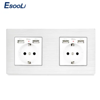 Esooli 2 Gang Russia Spain EU Standard Wall Socket With 4 USB Charge Port Hidden Soft LED Indicator Aluminum Metal Panel
Esooli 2 Gang Russia Spain EU Standard Wall Socket With 4 USB Charge Port Hidden Soft LED Indicator Aluminum Metal Panel