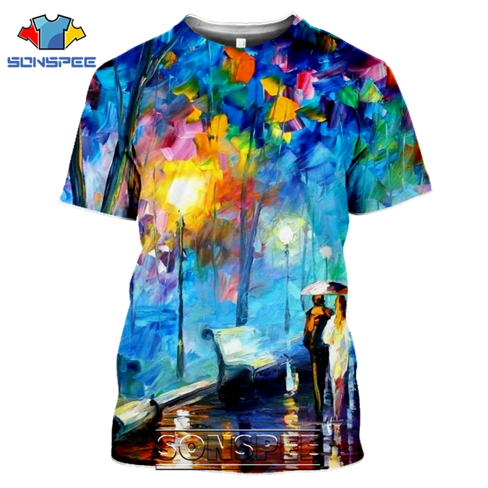 SONSPEE T-shirts Van Gogh 3D Print Men Women Casual Fashion Hip Hop Vintage Short Sleeve Streetwear Starry Night Tees Tops Shirt (17)