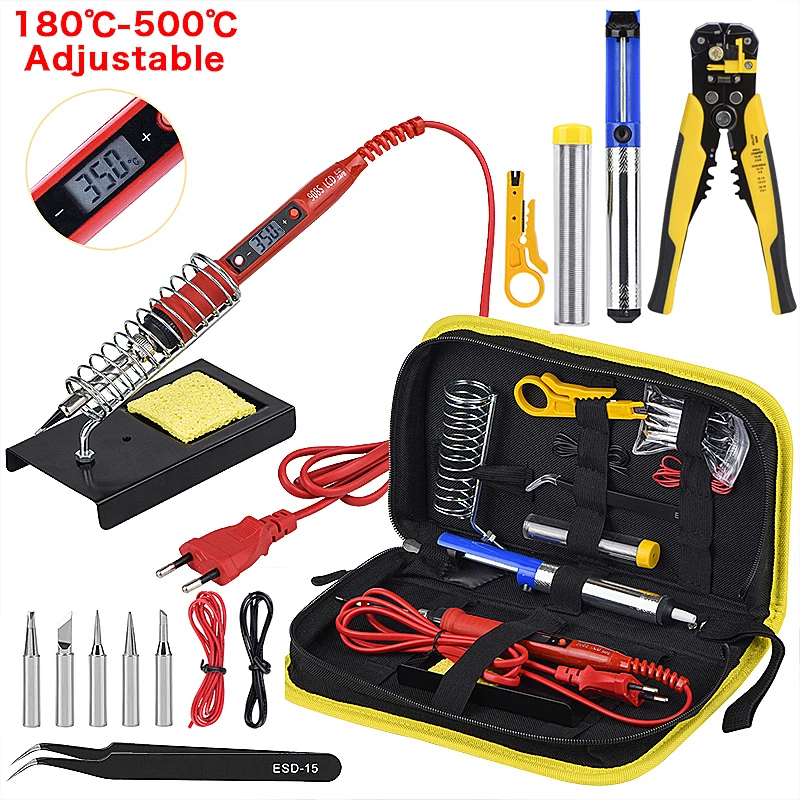 Soldering Iron Kit 80W Adjustable Temperature Welding Tool With Multifunctional Wire Cutters Pliers Electronics Ceramic Heater
Soldering Iron Kit 80W Adjustable Temperature Welding Tool With Multifunctional Wire Cutters Pliers Electronics Ceramic Heater