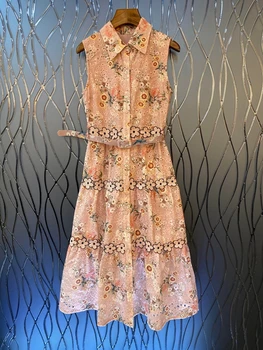 2020 Spring and Summer New Women's Small Lapel ci xiu hua Pattern Decorative Buckle with Waist Sleeveless Dress 414
2020 Spring and Summer New Women's Small Lapel ci xiu hua Pattern Decorative Buckle with Waist Sleeveless Dress 414