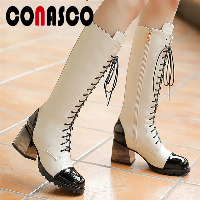 CONASCO Sweet Elegant Woman Autumn Winter Warm British Retro Party Shoes Genuine Leather Knee High Boots High Heels Shoes Woman
CONASCO Sweet Elegant Woman Autumn Winter Warm British Retro Party Shoes Genuine Leather Knee High Boots High Heels Shoes Woman