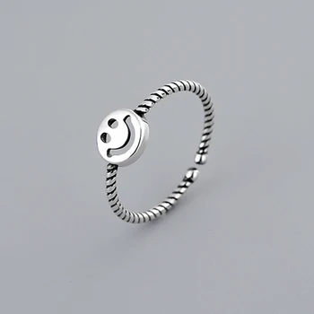 New Personality Korean Vintage Hemp rope Design Smile Adjustable 925 Sterling Silver Rings for Women Party Jewelry bauge femme
New Personality Korean Vintage Hemp rope Design Smile Adjustable 925 Sterling Silver Rings for Women Party Jewelry bauge femme