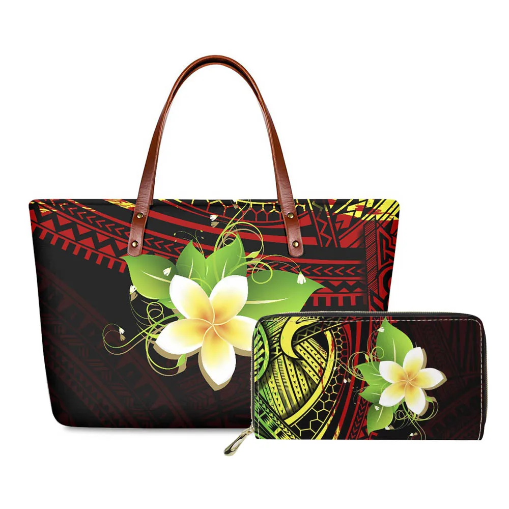 

Hycool Luxury Bag Woman Hawaii Floral Polynesian Tribal Print Travel Bag New Arrivals Large Women's Bag Money Phone Card Pouch