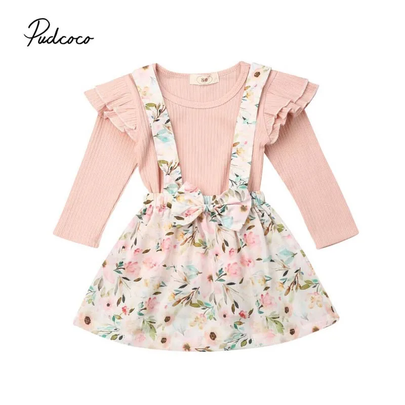 2019 Baby Spring Autumn Clothing Toddler Kids Baby Girls Clothes Long Sleeve Ribbed Tops Floral Bib Dress Outfits 2Pcs Set 1-6T
2019 Baby Spring Autumn Clothing Toddler Kids Baby Girls Clothes Long Sleeve Ribbed Tops Floral Bib Dress Outfits 2Pcs Set 1-6T