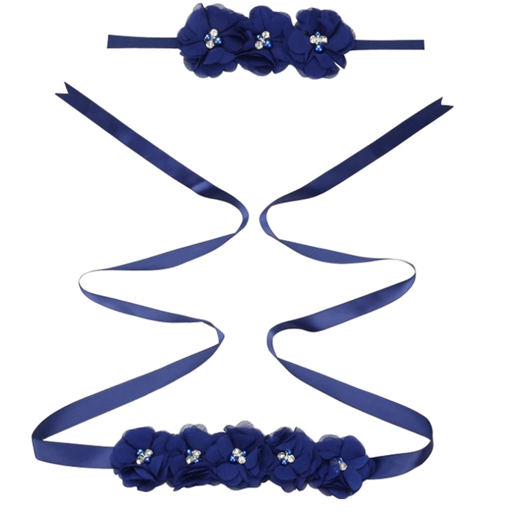 2pcs Maternity Belly Sash Band Belt & Baby Hair Band Headband Flower with Crystal Rhinestones Pearls Head Wrap and Sash Belt Set 2pcs Maternity Belly Sash Band Belt & Baby Hair Band Headband Flower with Crystal Rhinestones Pearls Head Wrap and Sash Belt Set