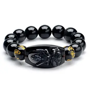 Natural Black Obsidian Carved Buddha Lucky Amulet Round Beads Bracelet For Women Men Bracelet Jewelry Healing Reiki Gift Energy 
Natural Black Obsidian Carved Buddha Lucky Amulet Round Beads Bracelet For Women Men Bracelet Jewelry Healing Reiki Gift Energy