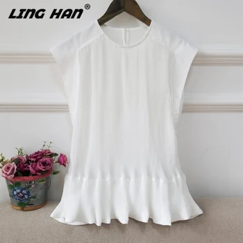 LINGHAN Fashion Solid color Wild Pleated top temperament Slim sleeveless O-Neck shirt Designer Spring Summer New
LINGHAN Fashion Solid color Wild Pleated top temperament Slim sleeveless O-Neck shirt Designer Spring Summer New