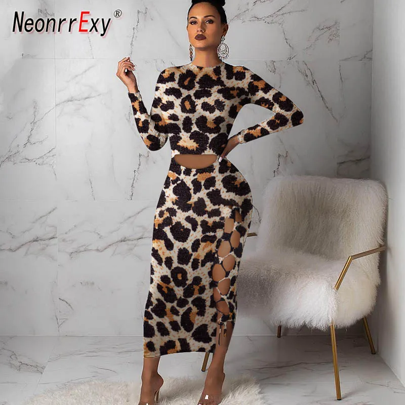 Neonrrexy Casual Leopard Front Cut Out Lace Up Midi Dress Women Autumn Hot Long Sleeve Side Bandage Bodycon Clubwear Dress
Neonrrexy Casual Leopard Front Cut Out Lace Up Midi Dress Women Autumn Hot Long Sleeve Side Bandage Bodycon Clubwear Dress