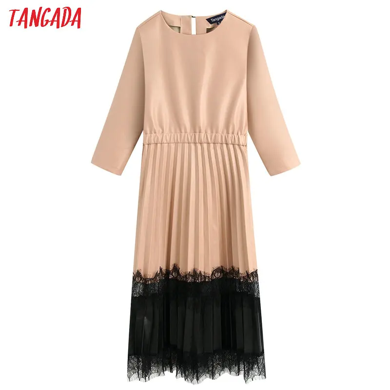 Tangada women beige faux leather dress with lace patchwork long sleeve 2020 spring females midi dresses vestidos BE315
Tangada women beige faux leather dress with lace patchwork long sleeve 2020 spring females midi dresses vestidos BE315